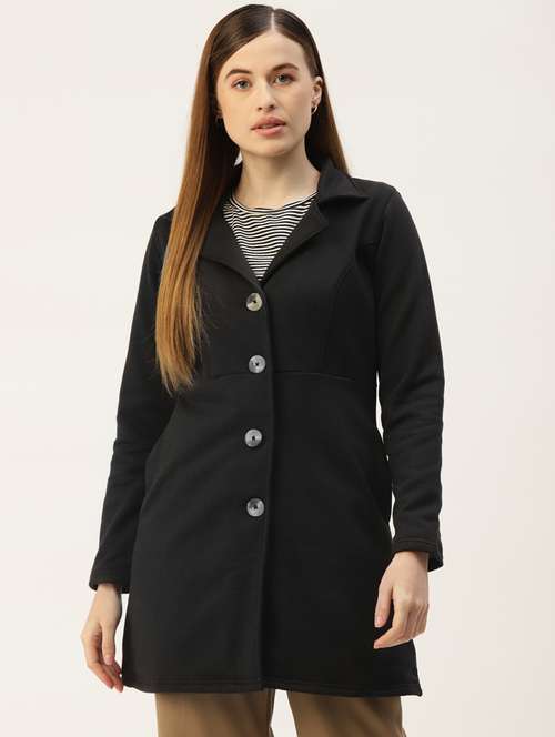 lapel neck solid regular coat - 18267902 - Standard Image - 0