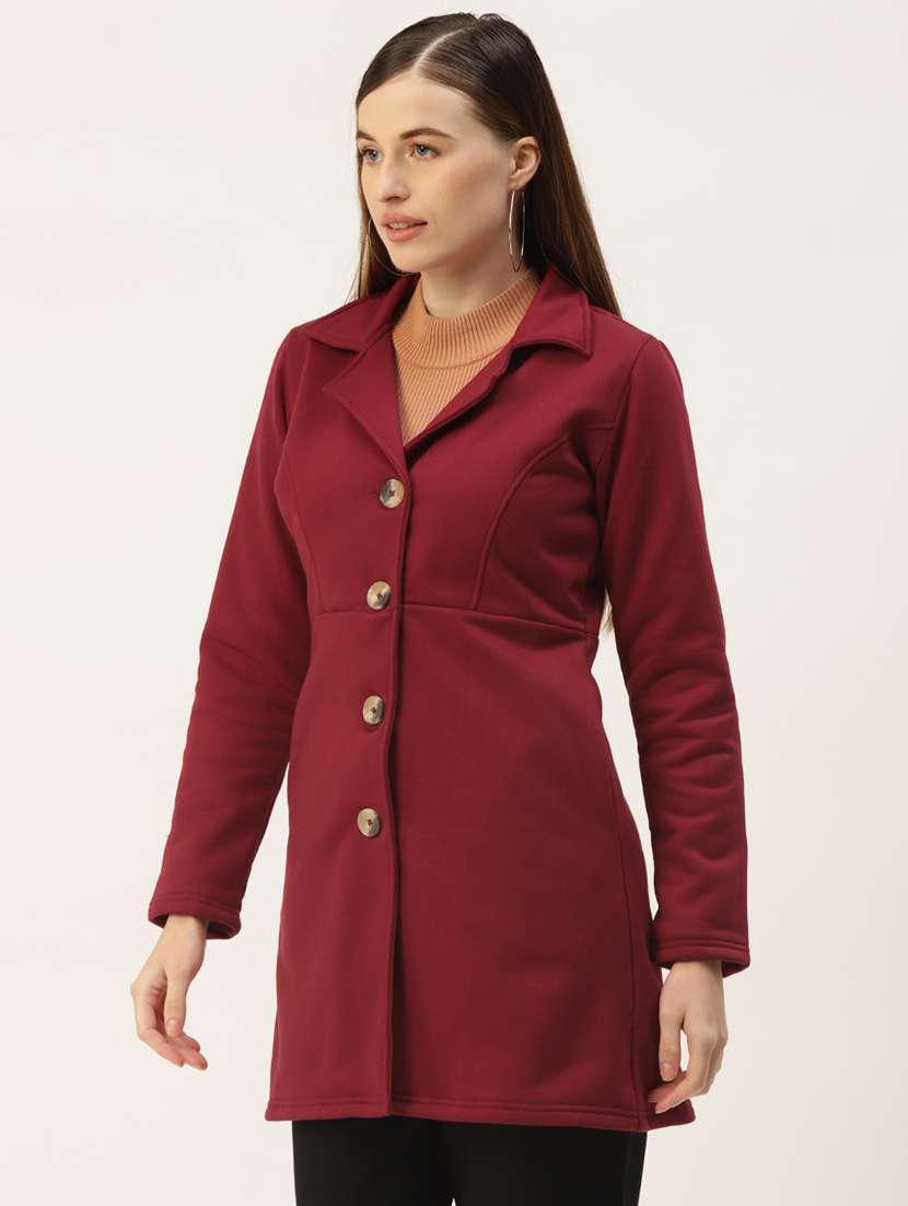 lapel neck solid regular coat - 18267908 - Standard Image - 1