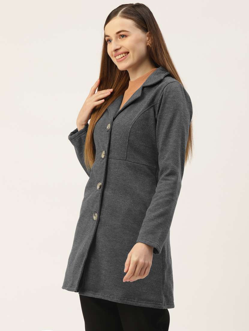 lapel neck solid regular coat - 18267914 -  Standard Image - 1