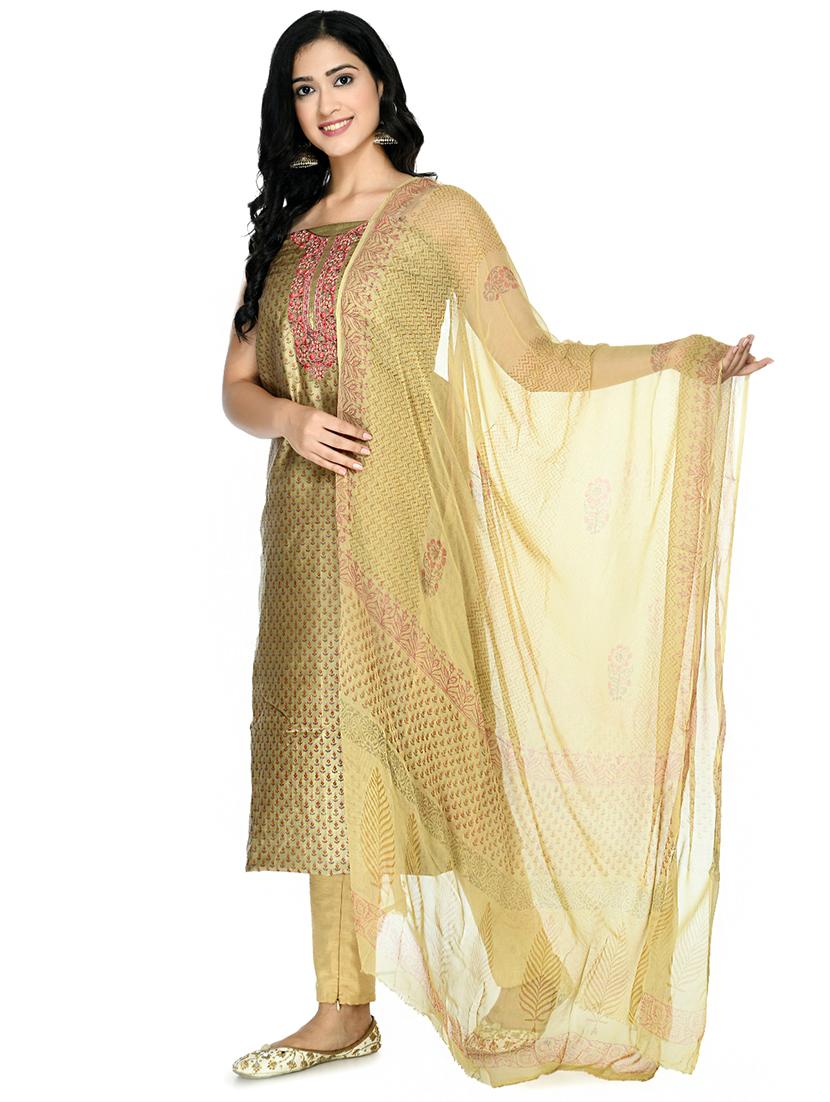 green churidaar suits unstitched suit - 18269374 - Standard Image - 1