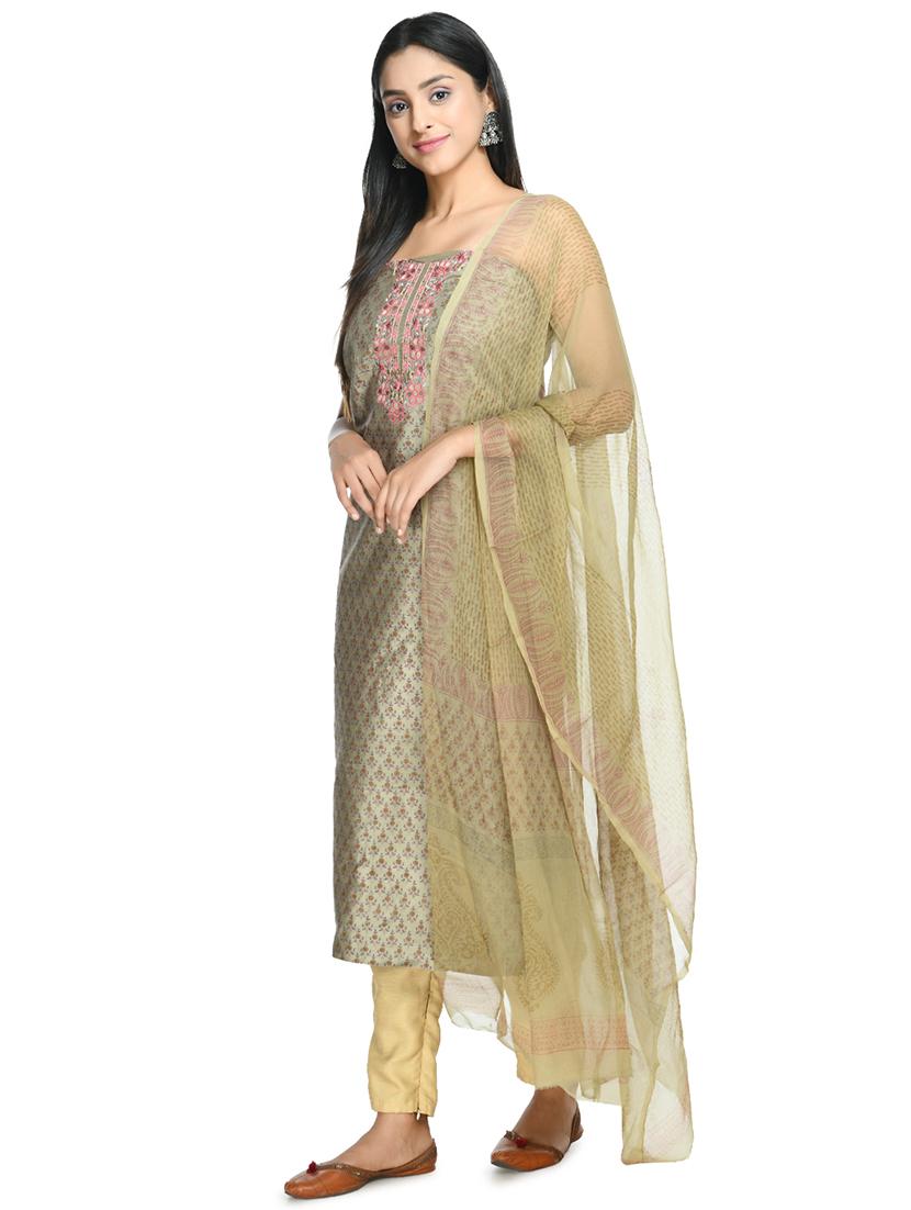 green churidaar suits unstitched suit - 18269386 -  Standard Image - 1