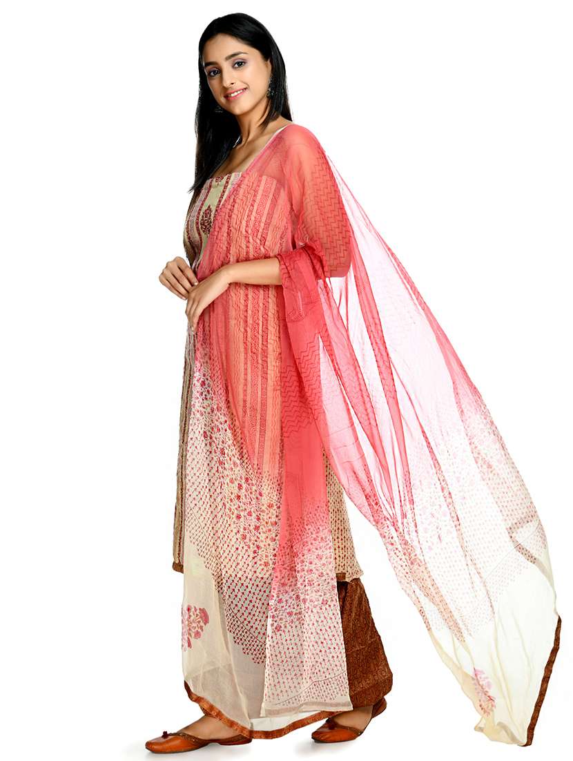 pink cotton blend unstitched suit - 18269401 -  Standard Image - 1