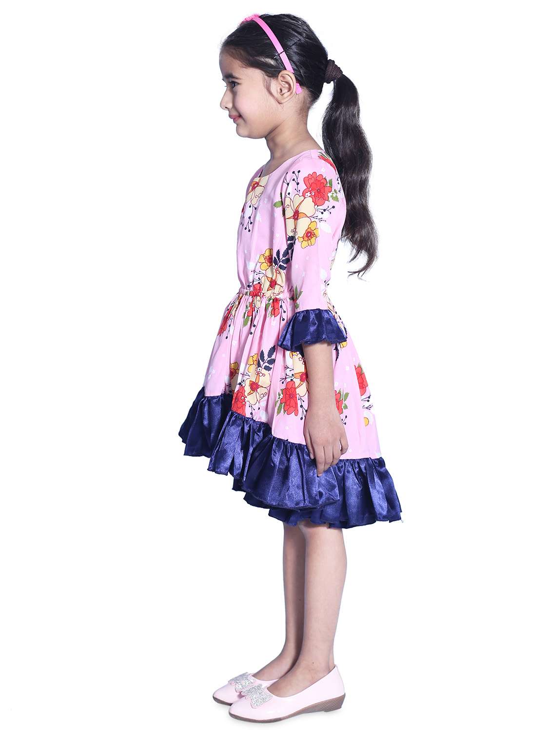 girls round neck bell sleeve frock - 18269569 - Standard Image - 1