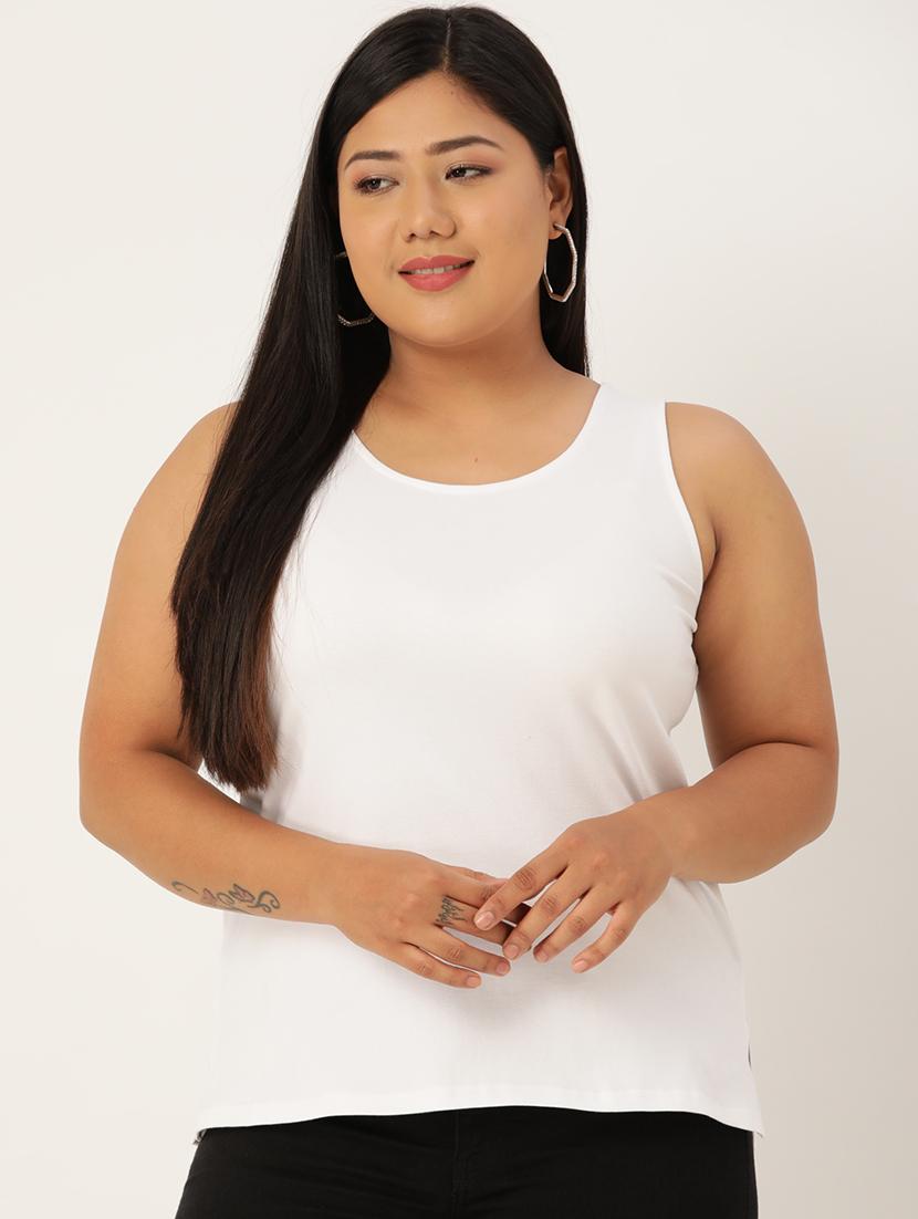 round neck solid plus camisole - 18270074 -  Zoom Image - 0