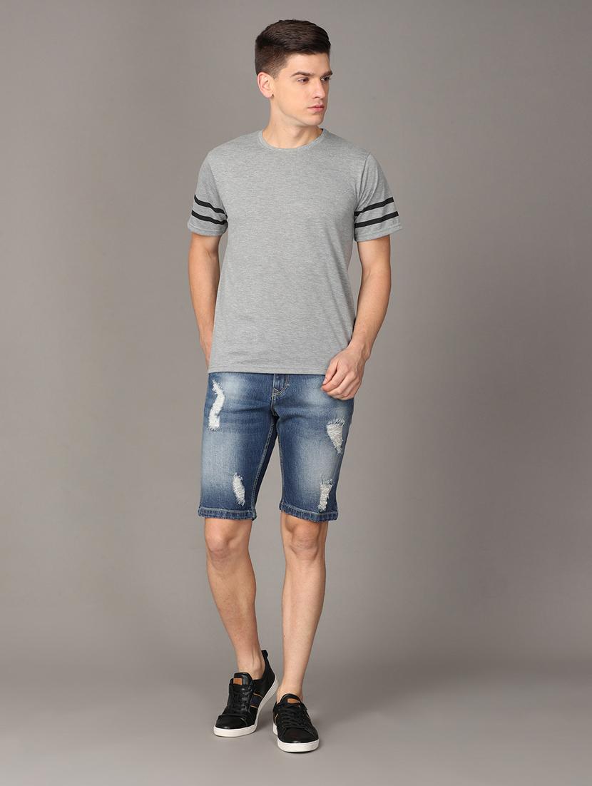 blue distressed denim short - 18270076 - Standard Image - 4