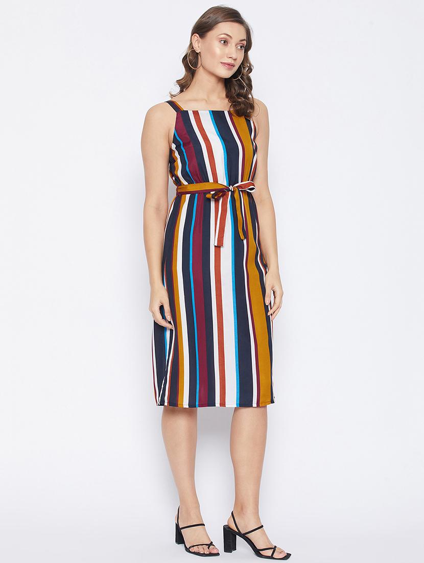 tie front striped a-line dress - 18270094 -  Standard Image - 1