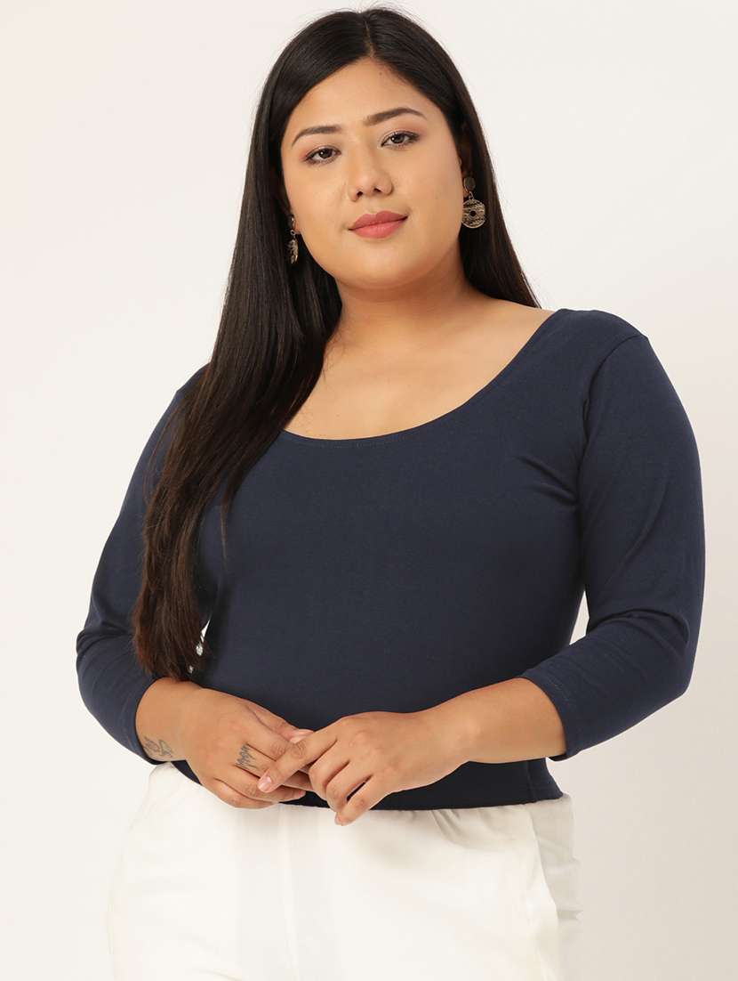 women's crop round neck top