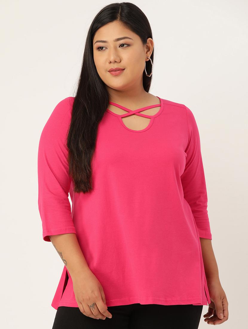 women's straight x neck top - 18270561 - Zoom Image - 0