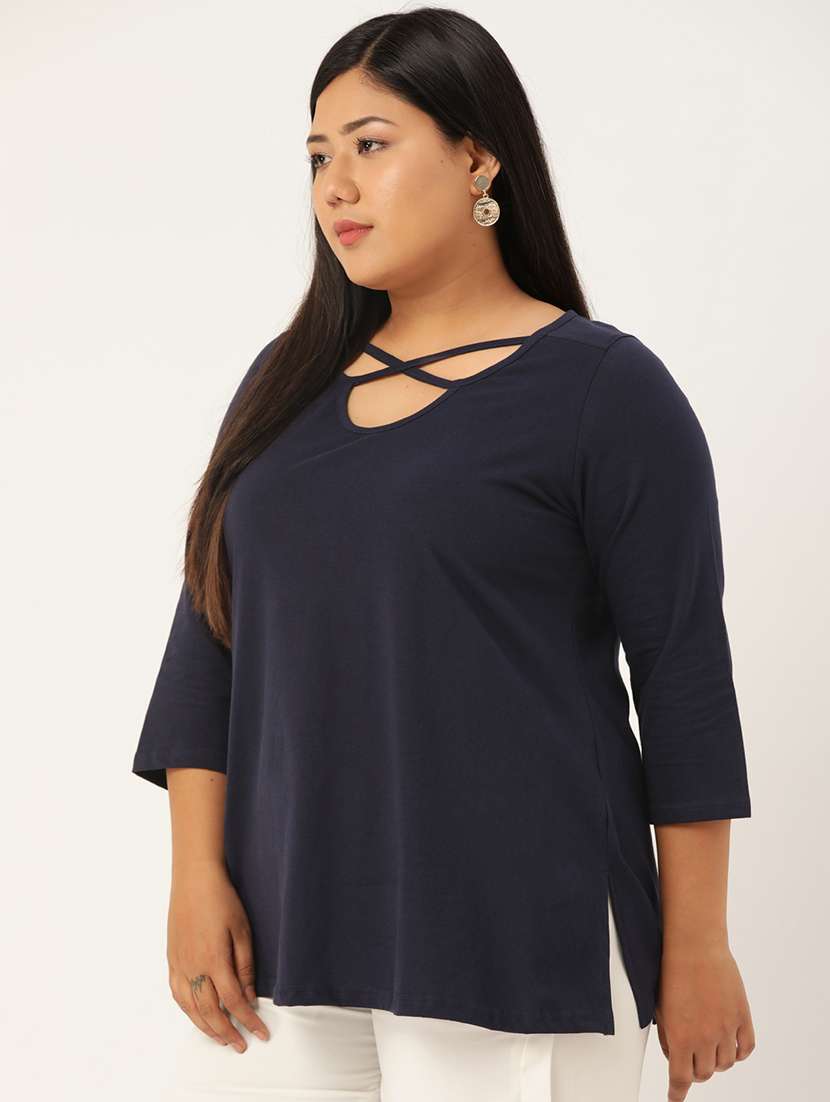 women's straight x neck top - 18270562 -  Standard Image - 1