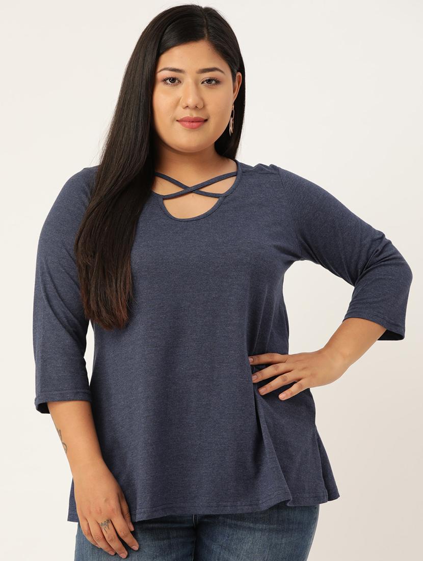women's straight x neck top - 18270565 -  Zoom Image - 0