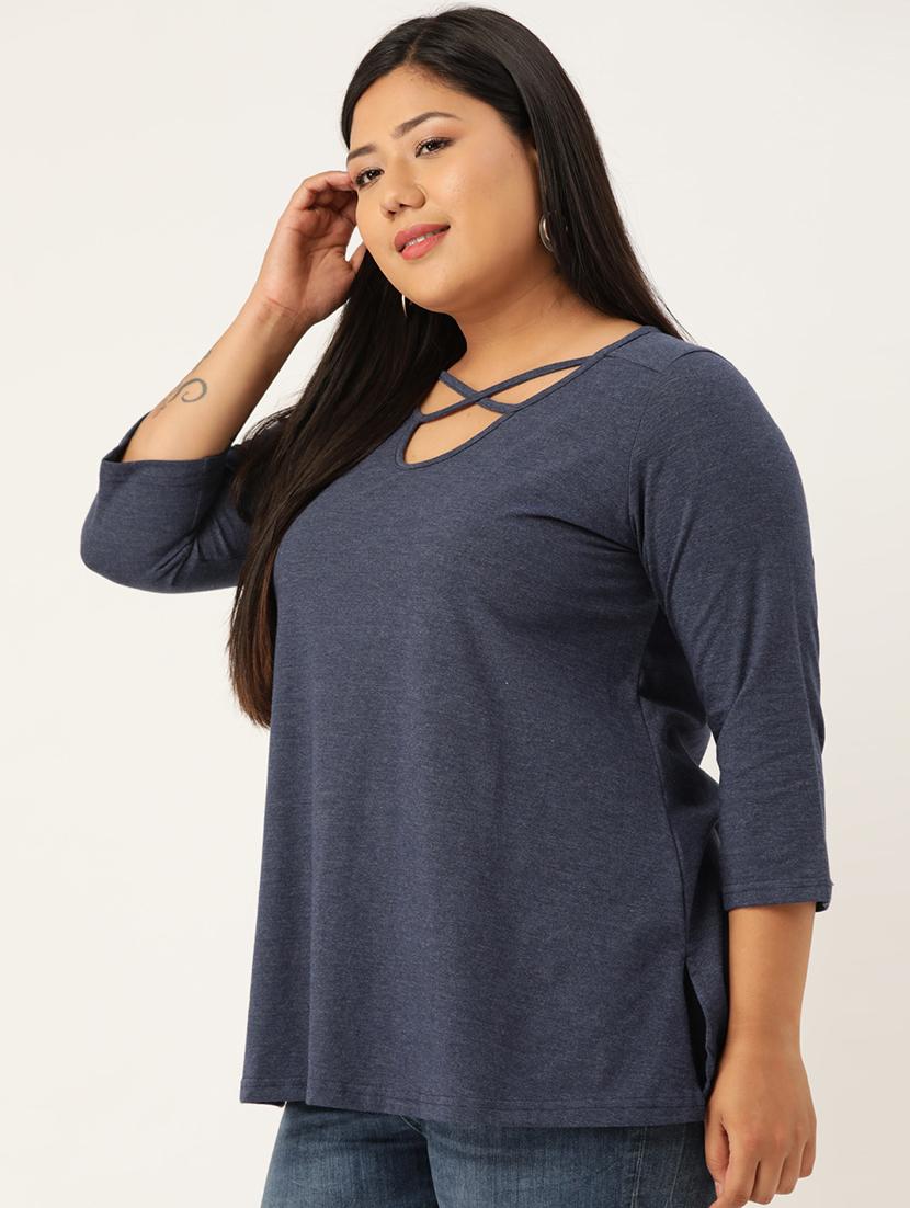 women's straight x neck top - 18270565 -  Standard Image - 1