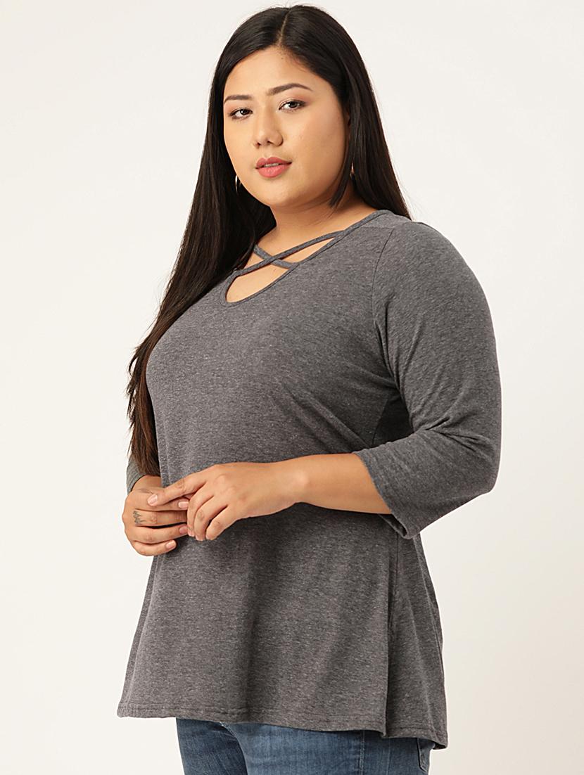 women's a line x neck top - 18270566 -  Standard Image - 1