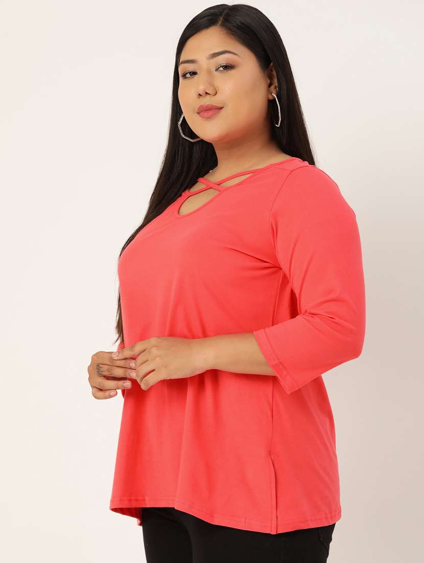 women's straight x neck top - 18270567 - Standard Image - 1