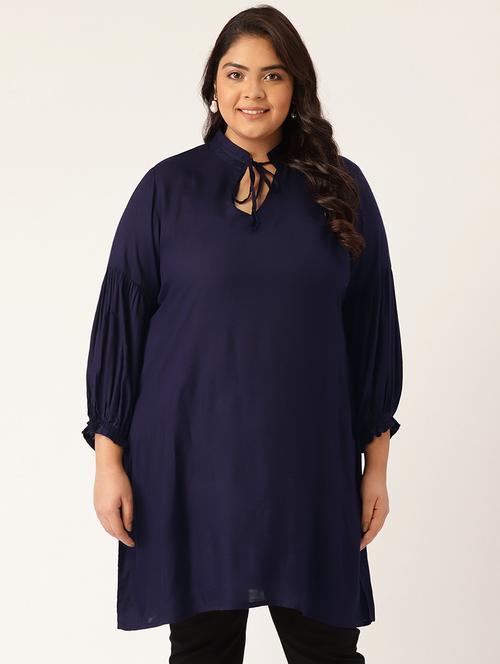 tie up neck polka dot plus tunic - 18270657 - Standard Image - 0