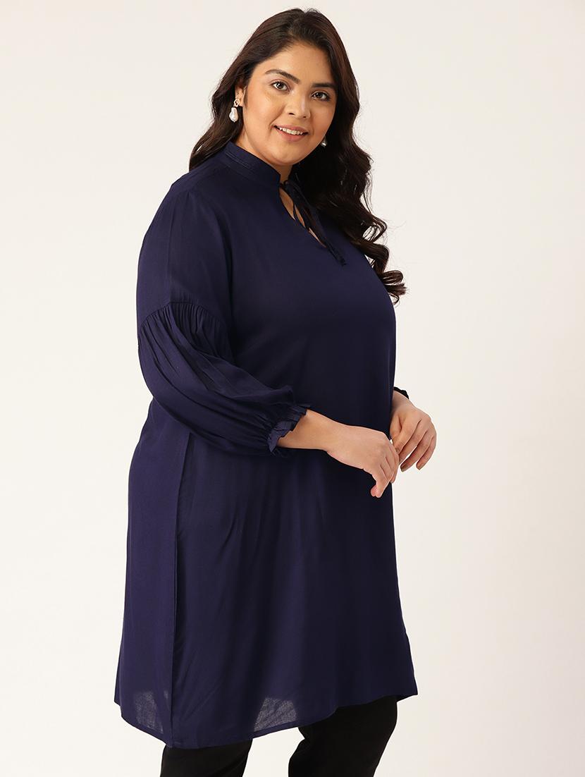 tie up neck polka dot plus tunic - 18270657 -  Standard Image - 1