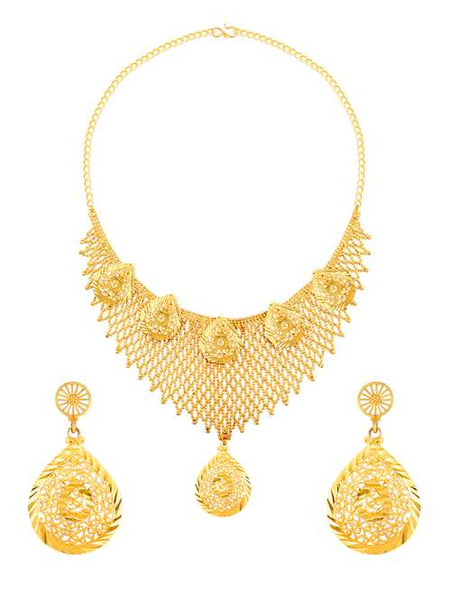 gold plated necklaces and earring - 18270830 - Standard Image - 0