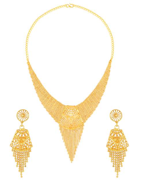 gold plated necklaces and earring - 18270835 - Standard Image - 0