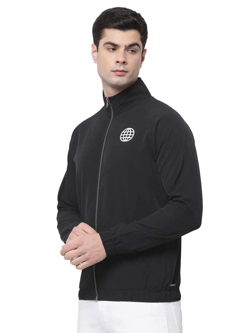 black solid casual jacket - 18271292 -  Standard Image - 1