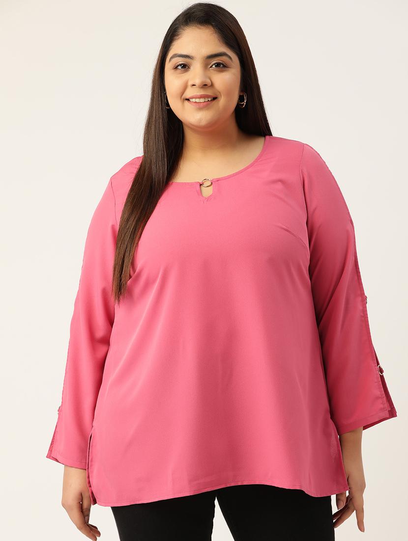 women's a line key hole neck top - 18271867 - Zoom Image - 0