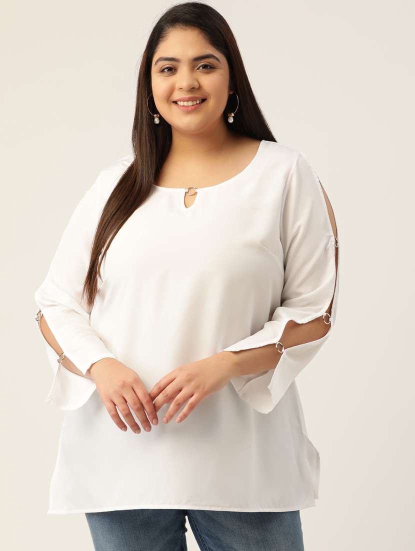 women's straight key hole neck top