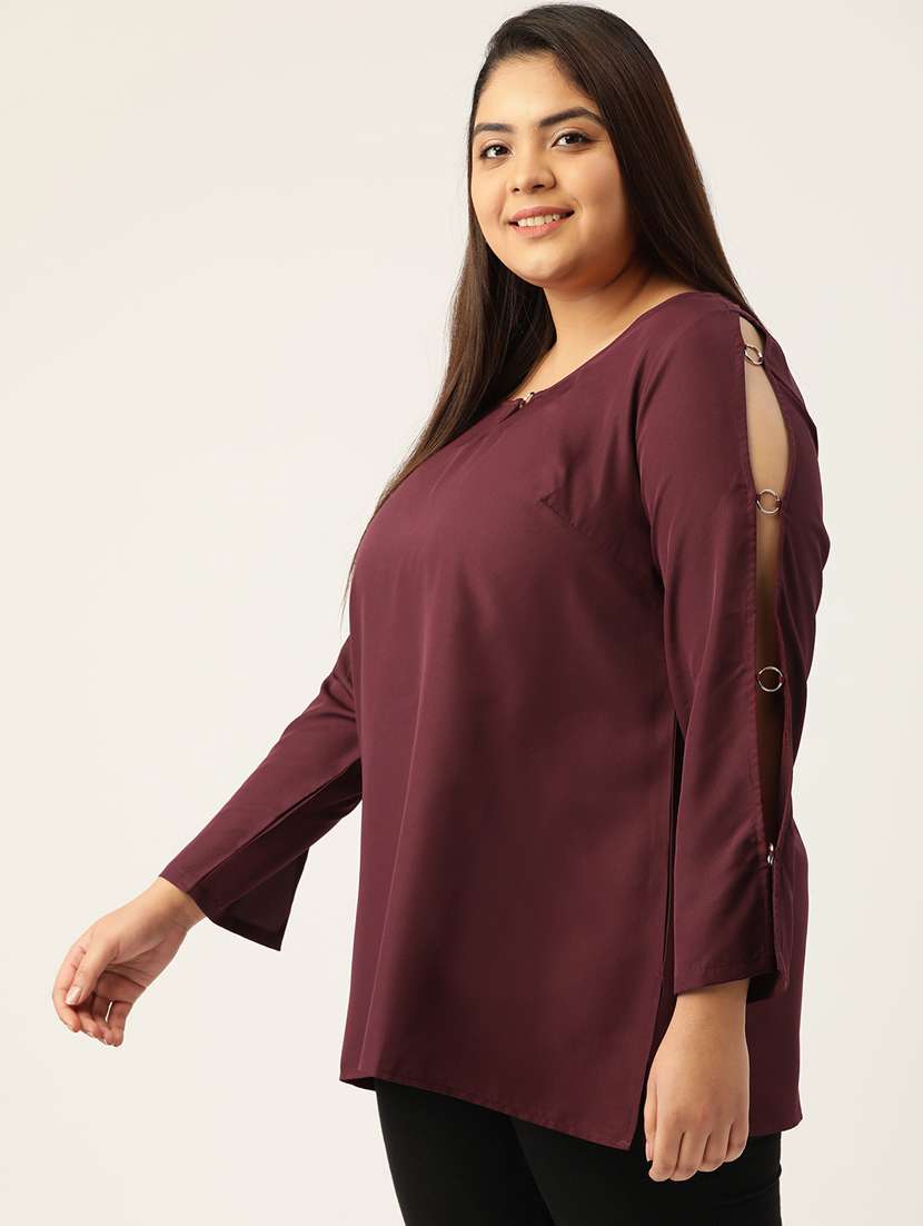 women's a line key hole neck top - 18271872 -  Standard Image - 1
