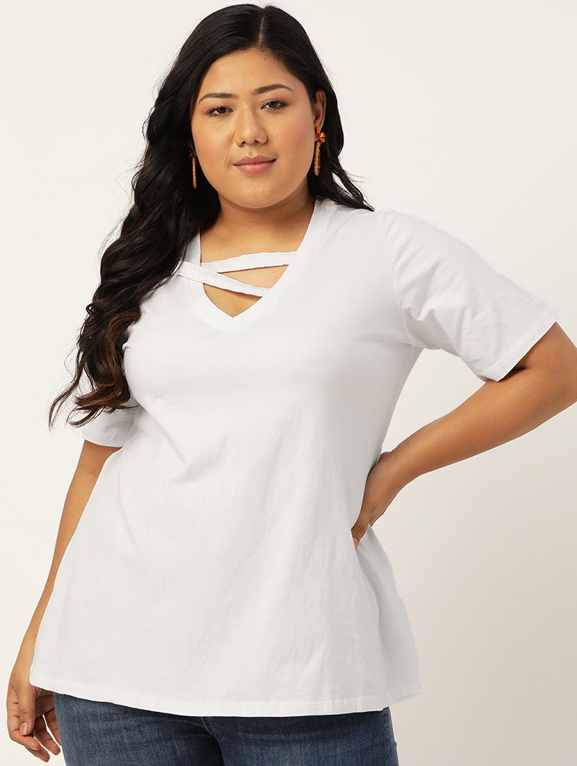 women's straight v neck top - 18271898 -  Zoom Image - 0