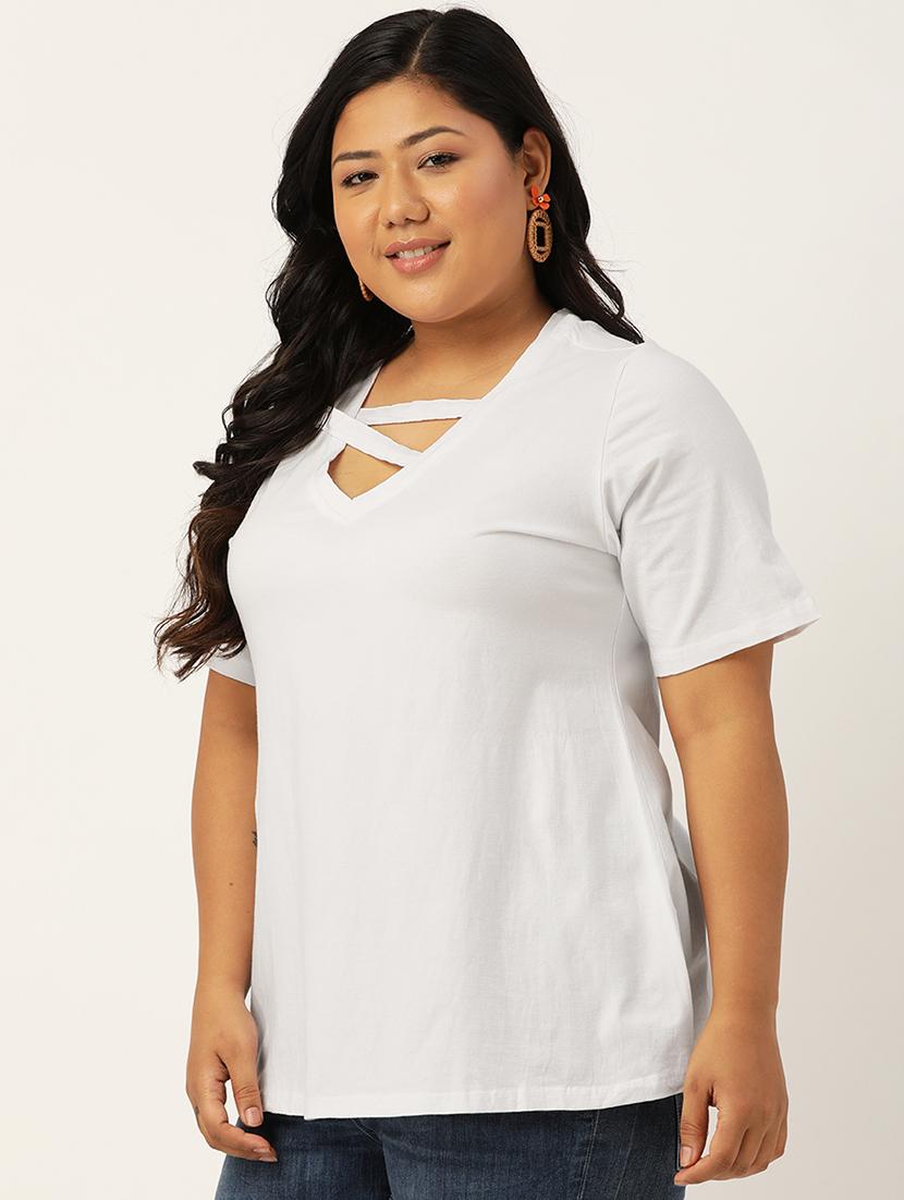 women's straight v neck top - 18271898 -  Standard Image - 1
