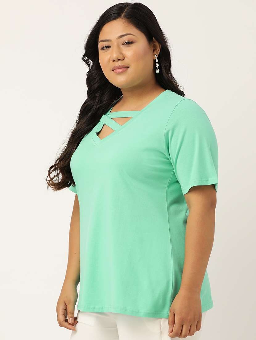 women's straight v neck top - 18271899 -  Standard Image - 1