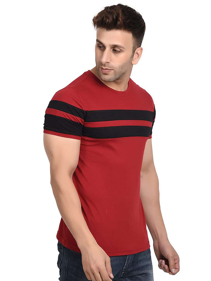 maroon striped t-shirt