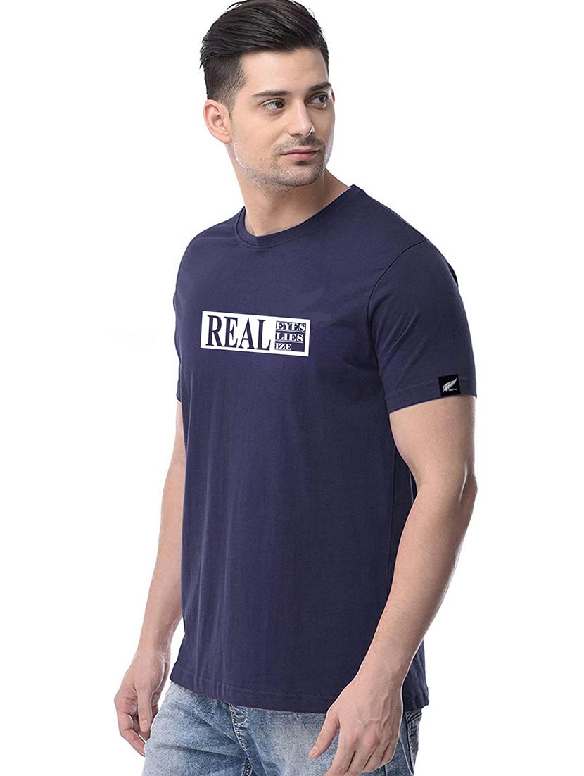 navy blue chest printed t-shirt - 18272735 -  Standard Image - 1