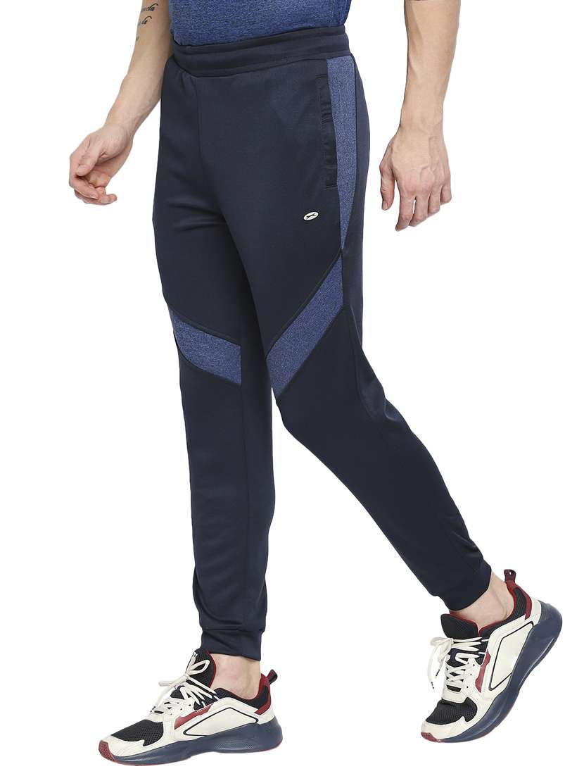 navy blue color-blocked joggers track pant - 18273545 -  Standard Image - 1