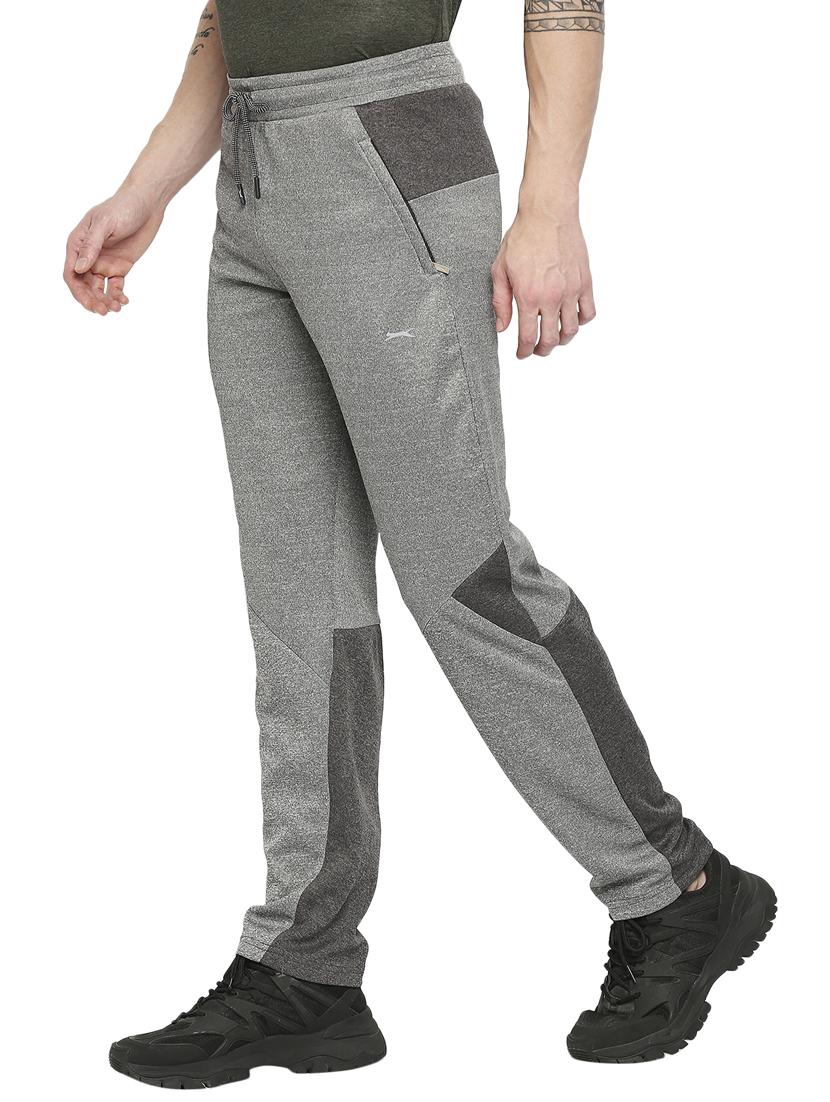 grey melange  full length track pant - 18273557 -  Standard Image - 1