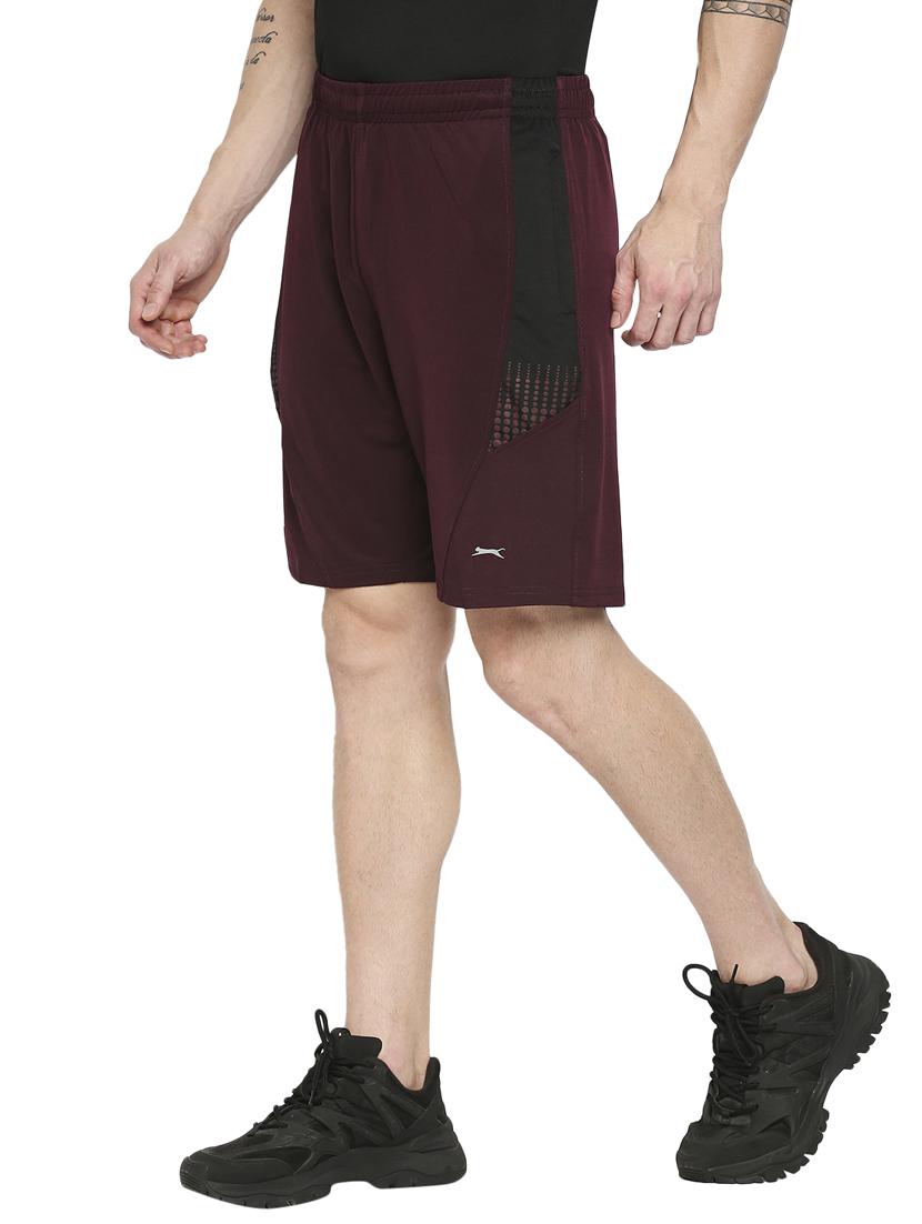 maroon color-blocked short - 18273642 - Standard Image - 1