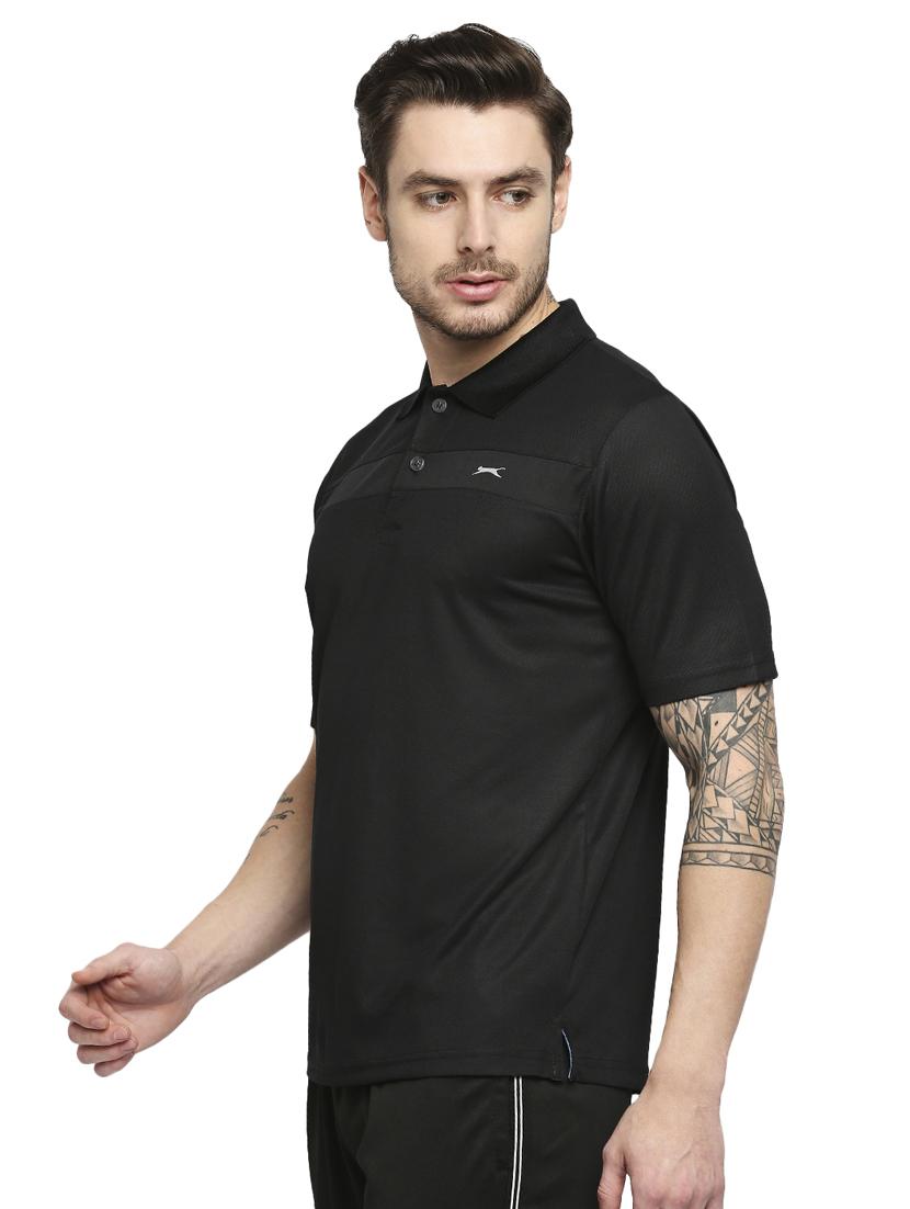 black solid polo t-shirt - 18273668 -  Standard Image - 1