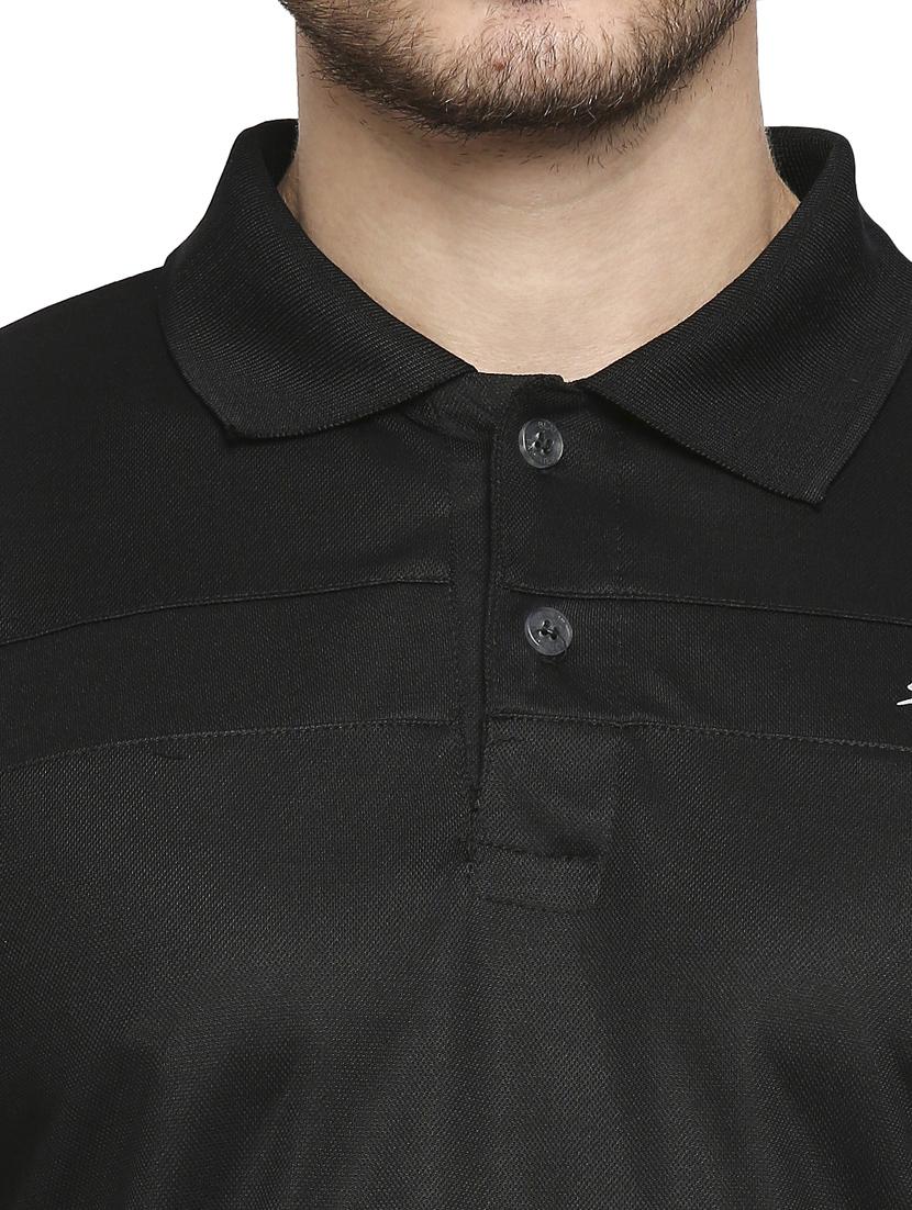 black solid polo t-shirt - 18273668 - Standard Image - 4