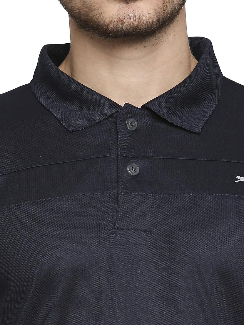 dark-blue solid polo t-shirt - 18273669 - Standard Image - 4