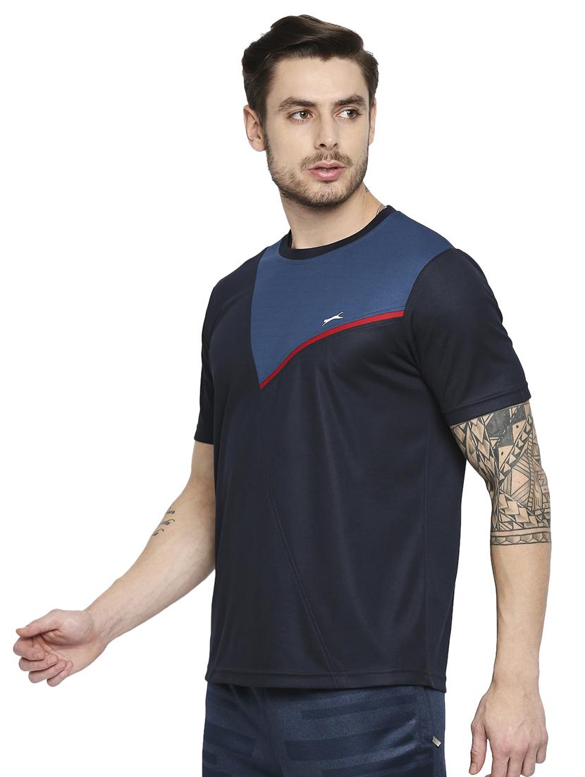 navy blue chest-printed t-shirt - 18273677 - Standard Image - 1