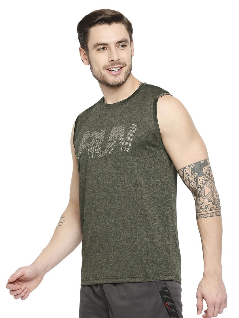 olive-green chest-printed t-shirt - 18273688 - Standard Image - 1