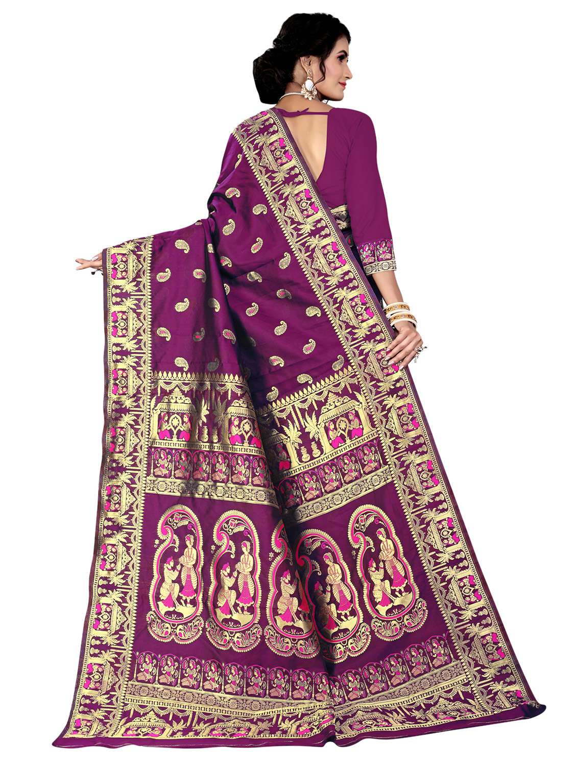 women's self design purple colored saree with blouse - 18274263 - Standard Image - 1