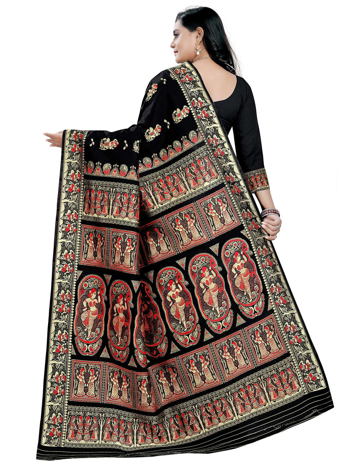 women's self design black colored saree with blouse - 18274771 -  Standard Image - 1
