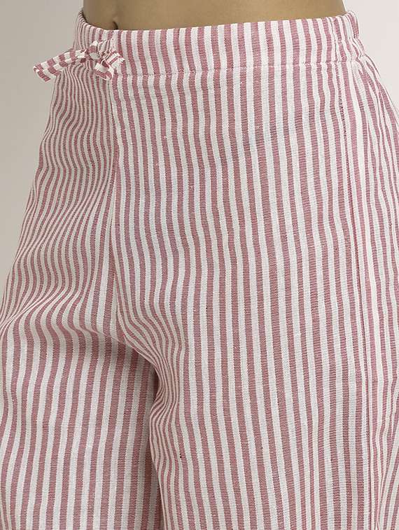 women stripes calf length tailored pants - 18274924 - Standard Image - 4