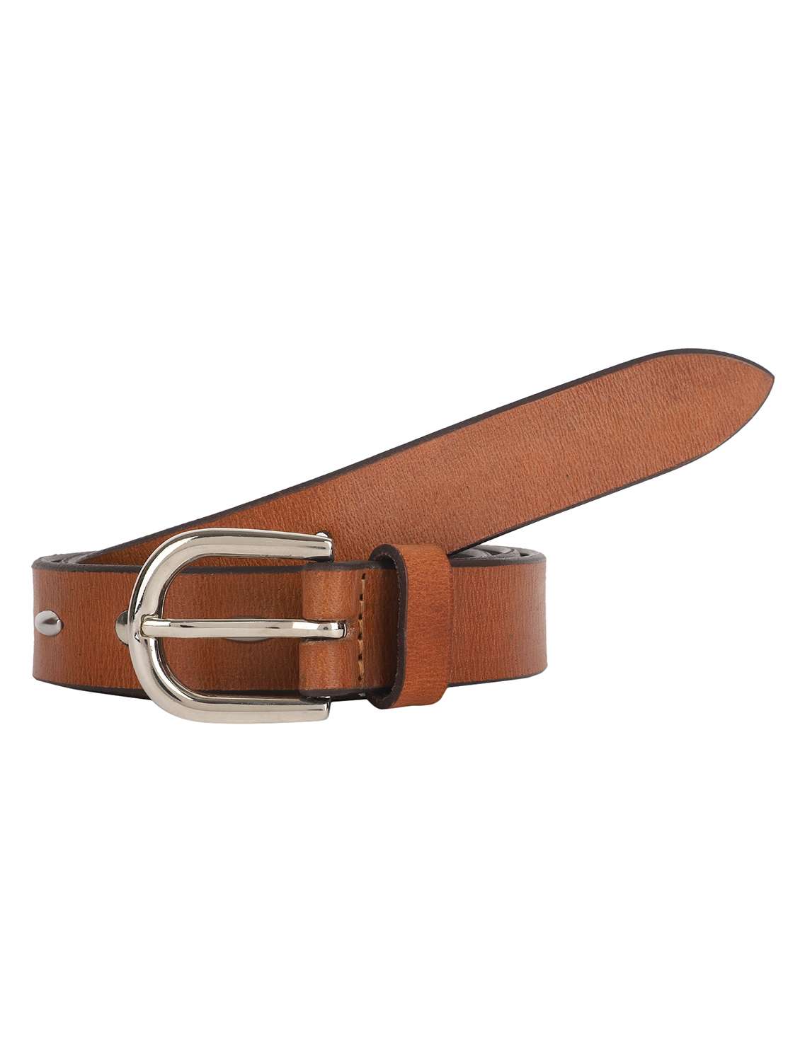 genuine leather brown studded belt
