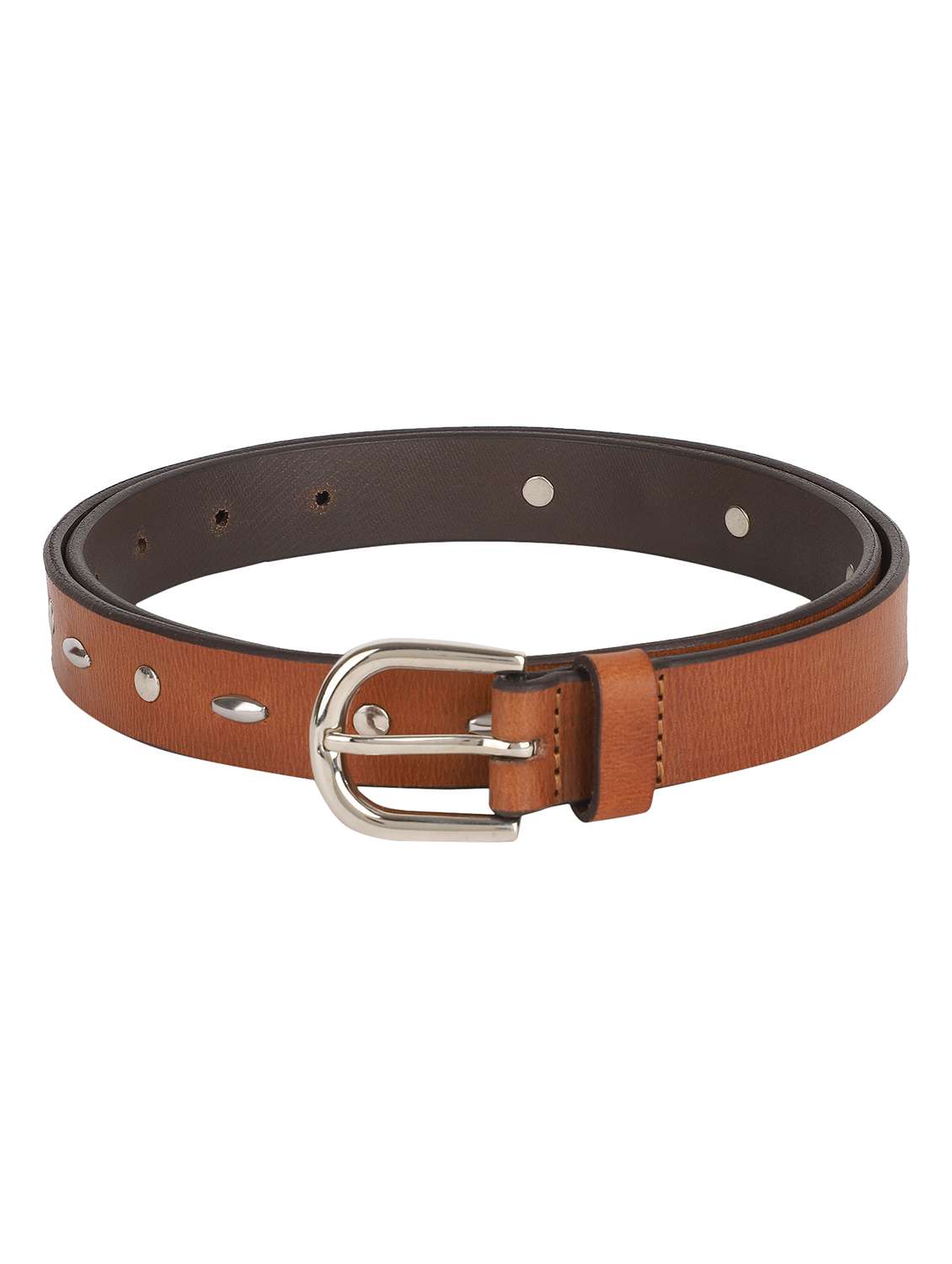 genuine leather brown studded belt - 18275238 - Standard Image - 1