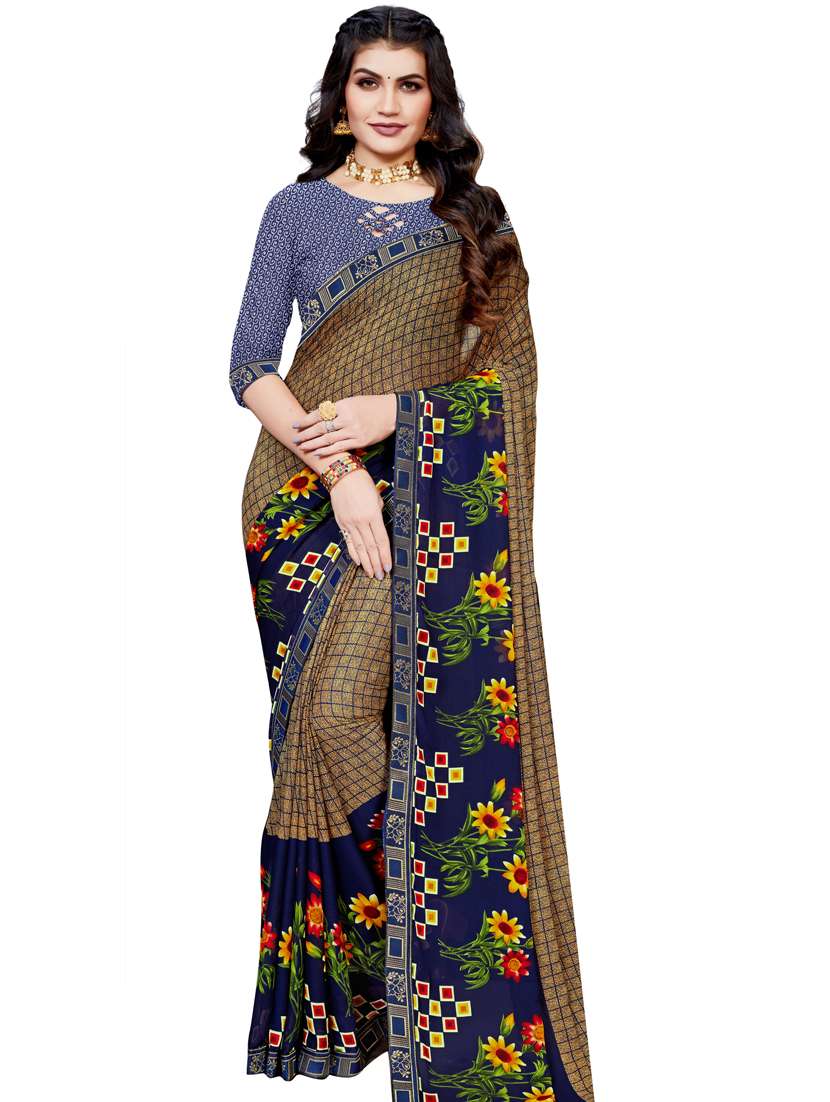 floral printed saree with blouse