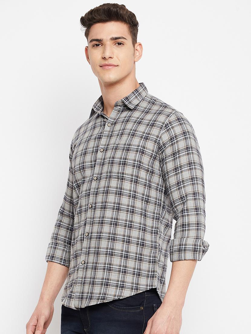 grey checkered casual shirt - 18276058 -  Standard Image - 1