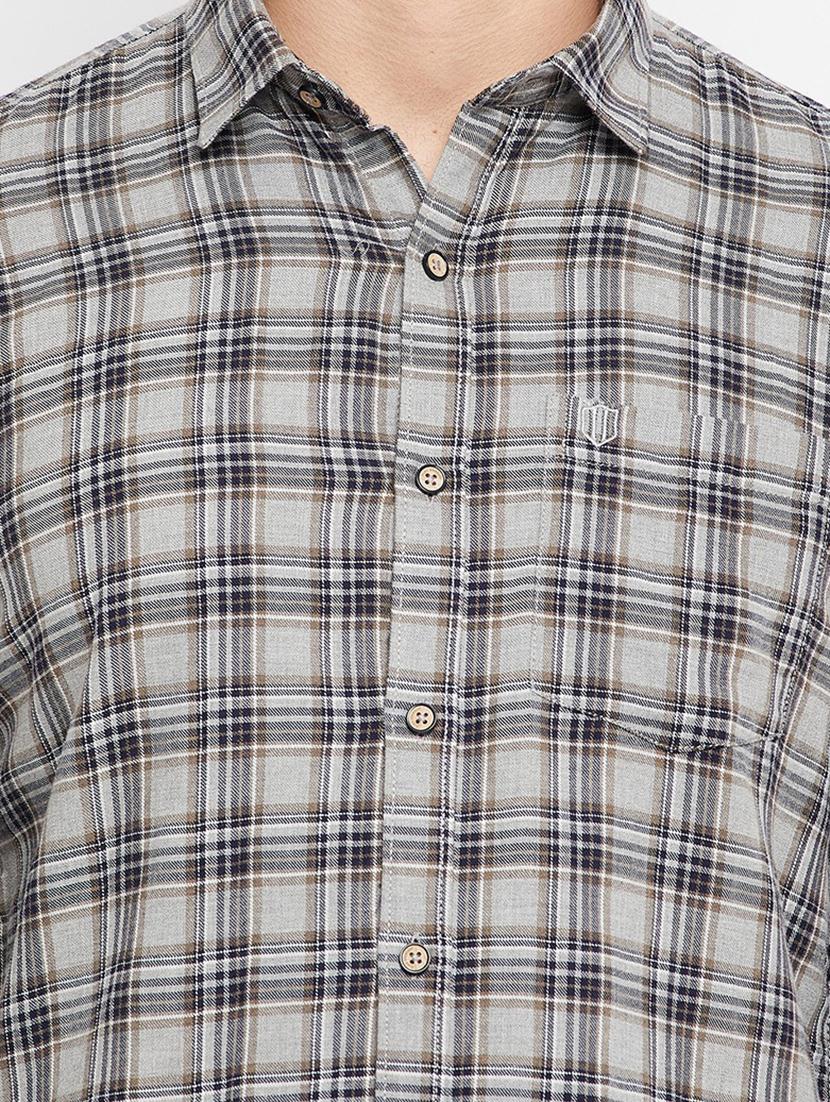 grey checkered casual shirt - 18276058 - Standard Image - 4