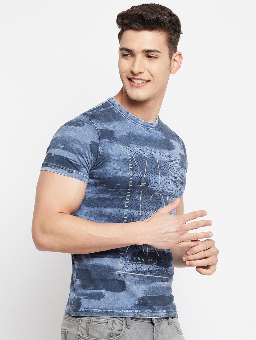 navy-blue front-print t-shirt - 18276073 -  Standard Image - 1
