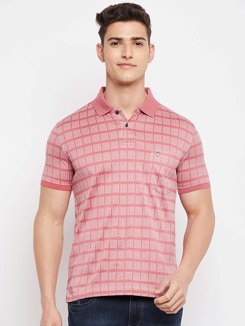 pink checkered polo t-shirt