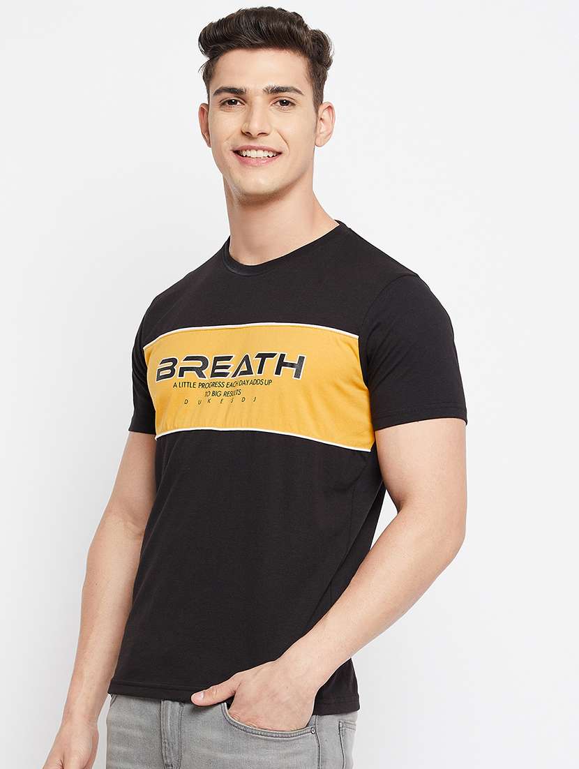 black chest printed t-shirt - 18276092 -  Standard Image - 1