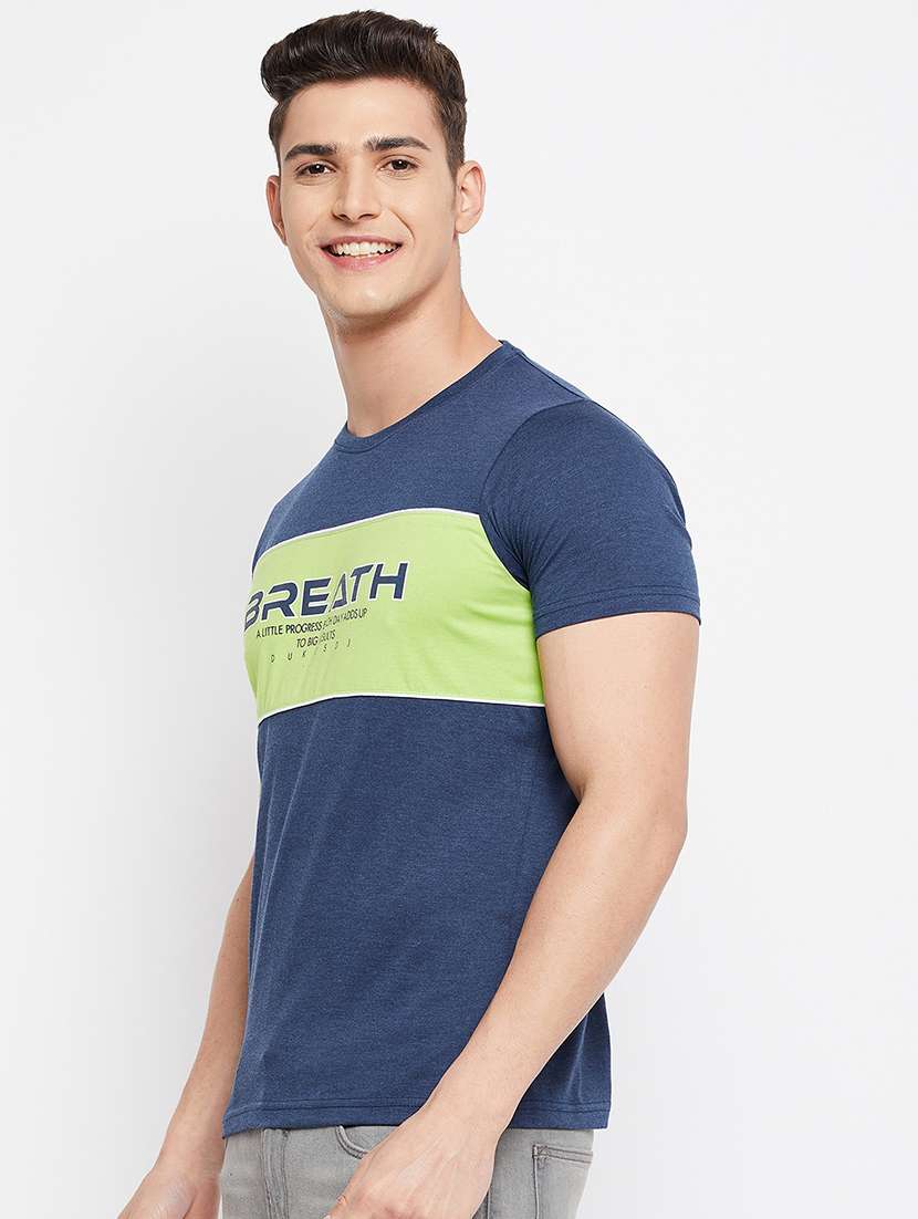 navy blue chest printed t-shirt - 18276093 -  Standard Image - 1